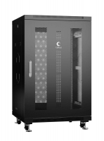 Шкаф монтажный телекоммуникационный напольн. ND-05C-18U60/80-BK 19дюйм 18U 600х800х988мм для распределит. и серверн. оборудования; передн. и задн. перфорир. двери ручка с замком RAL 9004 черн. Cabeus 8562c