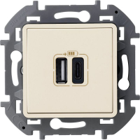 Устройство зарядное Inspiria с 2-мя USB разьемами A и C 240В/5В 3000мА сл. кость IEK 673761