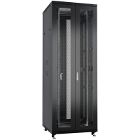 Шкаф монтажный телекоммуникационный напольн. ND-05C-47U80/120-BK 19дюйм 47U 800х1200х2277мм для распределит. и серверн. оборудования; передн. и задн. двойн. перфорир. двери ручки с замком RAL 9004 черн. Cabeus 9754c