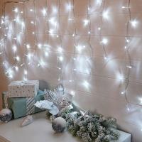 Гирлянда светодиодная "Бахрома" 3х0.8м 200LED бел. 16Вт IP20 провод прозр. ПВХ Neon-Night 255-065