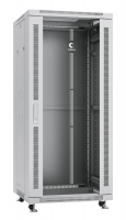 Шкаф монтажный телекоммуникационный напольный SH-05C-27U60/100 19дюйм для распред. и серверн. оборудования 27U 600х1000х1388мм передн. стеклян. и задн. сплошн. метал. двери ручка с замком сер. (RAL 7035) Cabeus 7055c