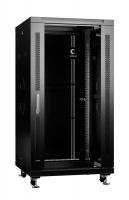 Шкаф монтажный телекоммуникационный напольный SH-05C-22U60/100-BK 19дюйм для распред. и серверн. оборудования 22U 600х1000х1166мм передн. стеклян. и задн. сплошн. метал. двери ручка с замком черн. (RAL 9004) Cabeus 8540c
