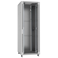 Шкаф монтажный телекоммуникационный напольный SH-05C-47U80/80 19дюйм для распред. и серверн. оборудования 47U 800х800х2277мм передн. стеклян. и задн. сплошн. метал. двери ручка с замком сер. (RAL 7035) Cabeus 7864c