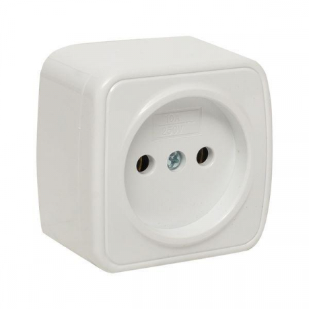 Розетка 1-м ОП Минск 10А IP20 без заземл. бел. Basic EKF EGR10-022-10