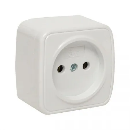 Розетка 1-м ОП Минск 10А IP20 без заземл. бел. Basic EKF EGR10-022-10