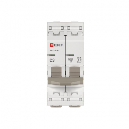 Выключатель автоматический 2п C 3А 4.5кА ВА 47-63N PROxima EKF M634203C