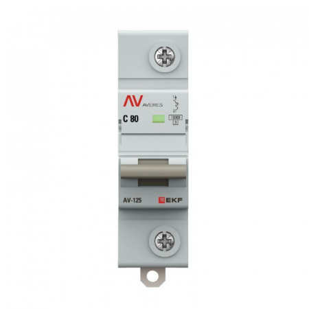 Выключатель автоматический 1п C 80А 10кА AV-125 AVERES EKF mcb125-1-80C-av