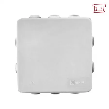 Коробка распределительная КМР-030-014 100х100х50 IP55 с крышкой для прямого монтажа 10 мембранных вводов сер. EKF plc-kmr-030-014