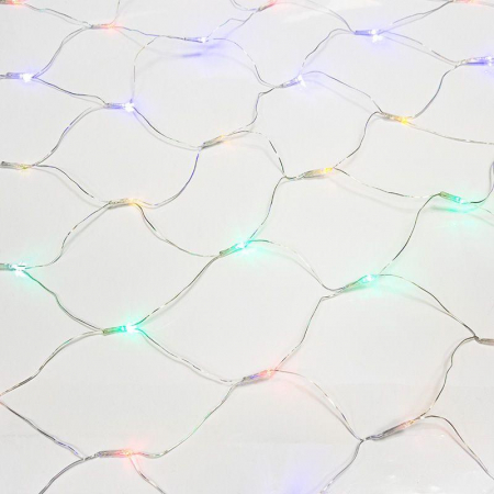 Гирлянда светодиодная "Сеть" 1.8х1.5м 180LED мультиколор 15Вт 220В IP20 с контроллером 8 режимов провод прозр. ПВХ Neon-Night 215-139