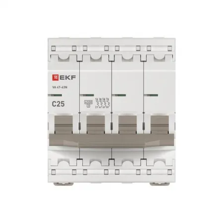 Выключатель автоматический модульный 4п C 25А 4.5кА ВА 47-63N PROxima EKF M634425C