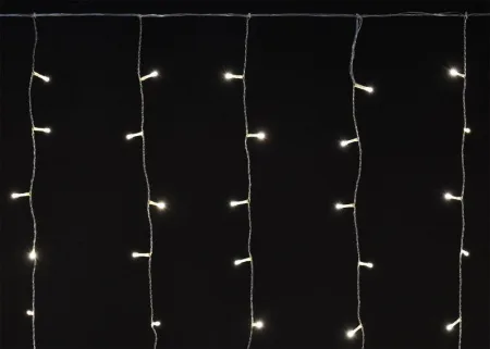 Гирлянда "Бахрома" 4.5х0.7м 200LED тепл. бел. IP44 провод прозр. 230В транзит IEK LGDU301-1-200-L3-T-S-44