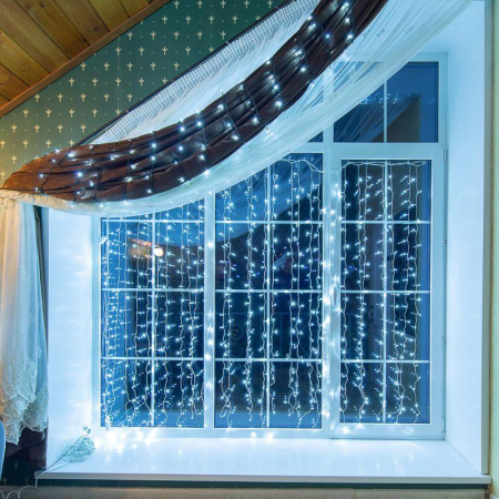 Гирлянда светодиодная "Твинкл Лайт" 20м 160LED бел. 8Вт 230В IP20 с контроллером 8 режимов провод темн. зел. ПВХ Neon-Night 303-115