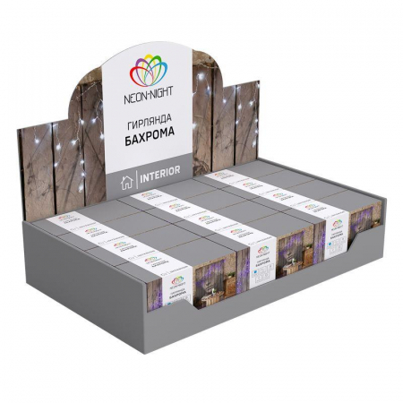 Гирлянда светодиодная "Айсикл" (бахрома) 1.8х0.5м 48LED мультиколор RGB 3Вт 230В IP20 провод прозр. Neon-Night 255-009