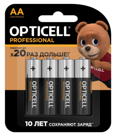 Элемент питания алкалиновый AA/LR6 (блист. 4шт) Professional Opticell 5052001/6052001