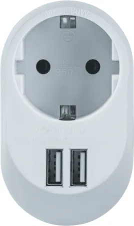 Адаптер 1-м 61 454 NAD-USB01-1E-C-WH + 2хUSB 3.4А с заземл. Navigator 61454