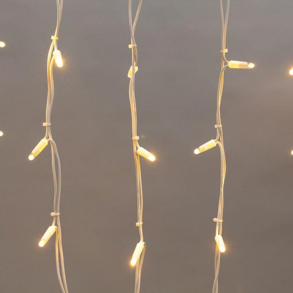 Гирлянда светодиодная "Айсикл" (бахрома) 5х0.7м 152LED тепл. бел. 12Вт IP67 провод бел. каучук (нужен шнур питания 315-001) Neon-Night 255-376