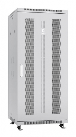 Шкаф монтажный телекоммуникационный напольн. ND-05C-27U60/80 19дюйм 27U 600х800х1388мм для распределит. и серверн. оборудования; передн. и задн. перфорир. двери ручка с замком RAL 7035 сер. Cabeus 7224c