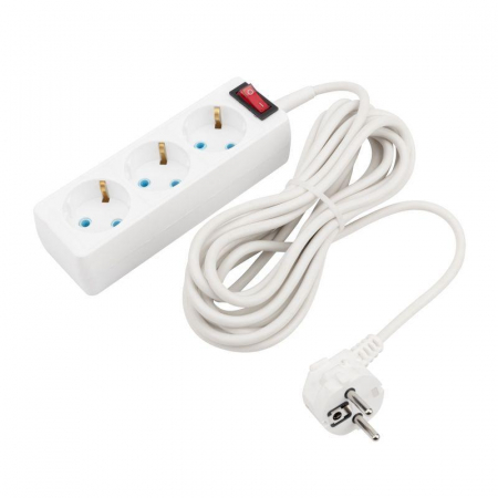 Удлинитель 3х5м с заземл. 6А IP20 ПВС 3х0.75 с кнопкой бел. PROCONNECT 11-7213