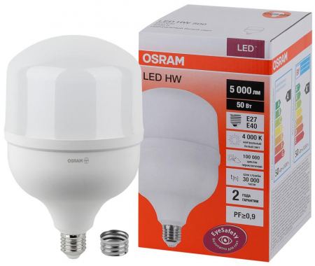 Лампа светодиодная LED HW 50Вт T матовая 4000К нейтр. бел. E27 /E40 5000лм 140-265В угол пучка 200град. PF>/=09 (замена 500Вт) OSRAM 4058075576858