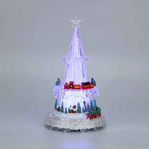 Фигура светодиодная "Новогодний поезд с мелодией" 30.5см RGB на подставке Neon-Night 513-025