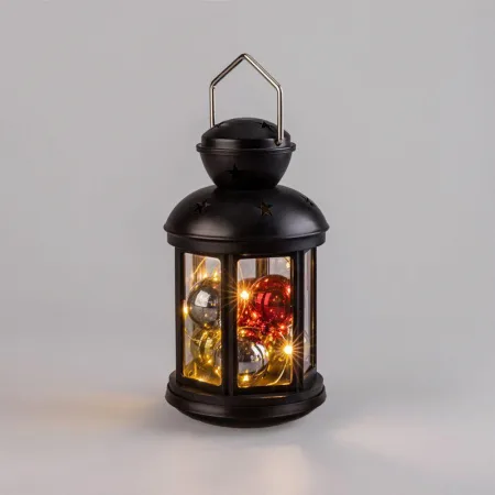 Фонарь декоративный 12х12х20.6см с шариками тепл. бел. корпус черн. Neon-Night 513-061