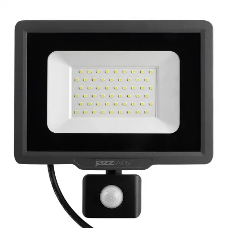 Прожектор светодиодный PFL-C3 SENSOR 50Вт 6500К IP65 ДО закален. прозр. стекло датчик движения инфракрасный JazzWay 5026940A