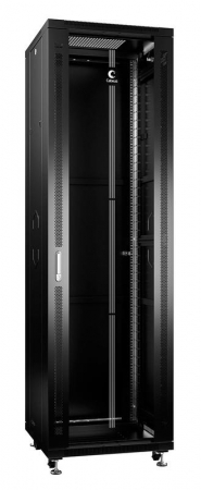 Шкаф монтажный телекоммуникационный напольный SH-05C-42U60/100-BK 19дюйм для распред. и серверн. оборудования 42U 600х1000х2055мм передн. стеклян. и задн. сплошн. метал. двери ручка с замком черн. (RAL 9004) Cabeus 8544c