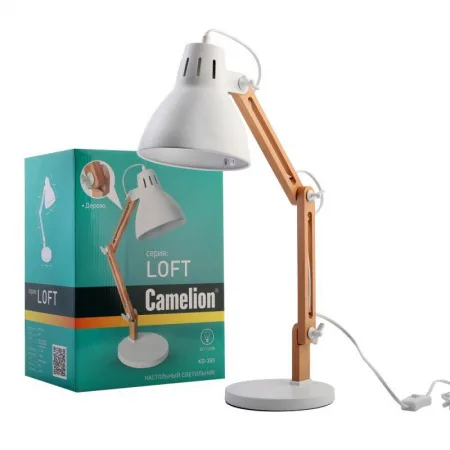 Светильник настольный KD-355 C01 230В 40Вт E27 бел. Camelion 14157