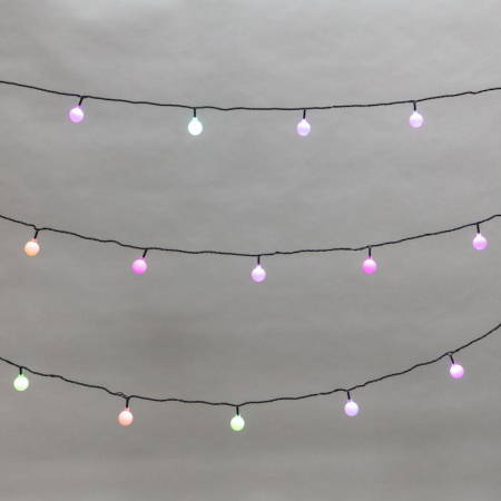 Гирлянда светодиодная "Шарики" 5м d25мм 25LED RGB ПВХ темн. зел. Neon-Night 303-550