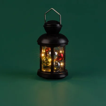 Фонарь декоративный 12х12х20.6см с шариками тепл. бел. корпус черн. Neon-Night 513-061