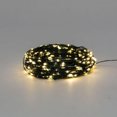 Гирлянда "Роса" 30м 300LED тепл. бел. IP20 230В с контроллером провод зел. Neon-Night 303-276