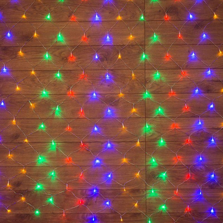 Гирлянда светодиодная "Сеть" 1.8х1.5м 180LED мультиколор 15Вт 220В IP20 с контроллером 8 режимов провод прозр. ПВХ Neon-Night 215-139