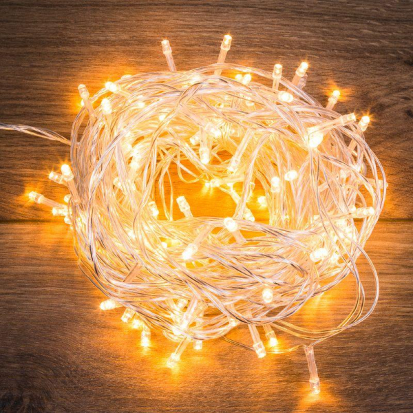 Гирлянда светодиодная "Твинкл Лайт" 15м 120LED тепл. бел. 7.4Вт IP20 провод прозр. ПВХ Neon-Night 303-196