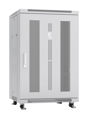 Шкаф монтажный телекоммуникационный напольн. ND-05C-18U60/100 19дюйм 18U 600х1000х988мм для распределит. и серверн. оборудования; передн. и задн. перфорир. двери ручка с замком RAL 7035 сер. Cabeus 7883c
