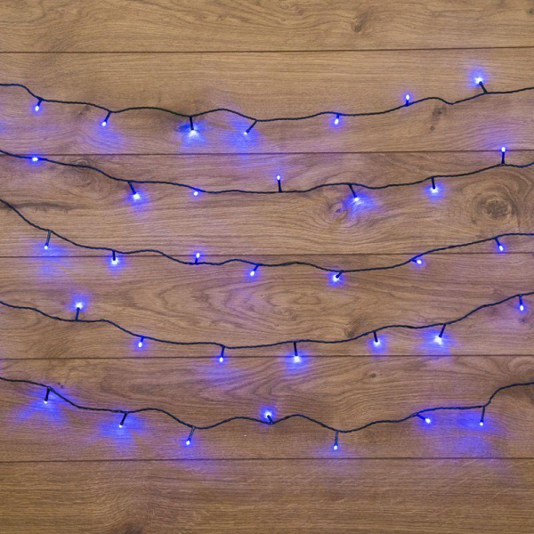 Гирлянда светодиодная "Твинкл Лайт" 15м 120LED син. 10Вт 230В IP20 с контроллером 8 режимов провод темн. зел. ПВХ Neon-Night 303-053