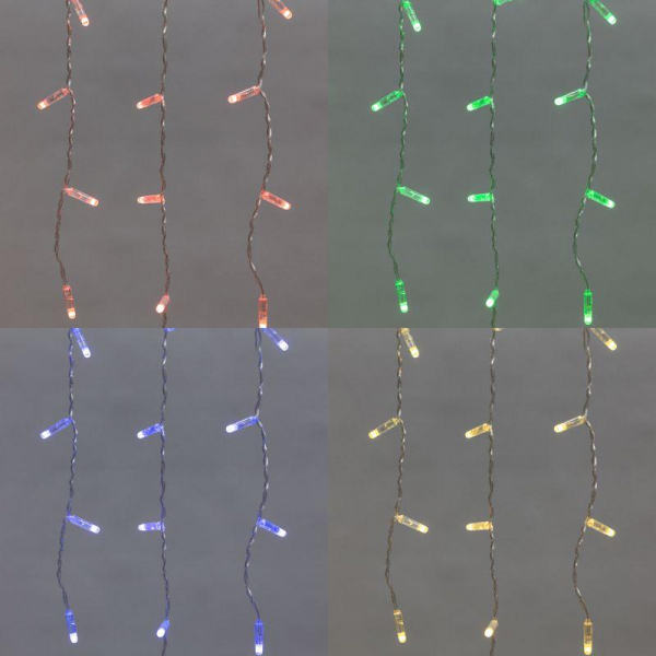 Гирлянда светодиодная "Айсикл" (бахрома) 4.8х0.6м 176LED RGB 19Вт 230В IP65 провод прозр. Neon-Night 245-209