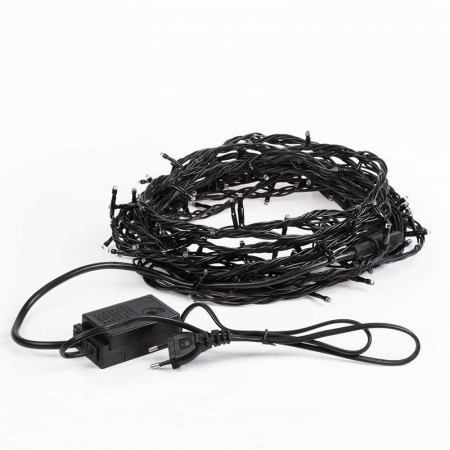Гирлянда светодиодная "Твинкл Лайт" 10м 100LED бел. 10Вт 220В IP65 с контроллером 8 режимов провод черн. ПВХ Neon-Night 303-135