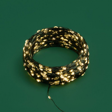 Гирлянда светодиодная "Роса" 50м 500LED тепл. бел. IP20 230В с контроллером провод зел. Neon-Night 303-286