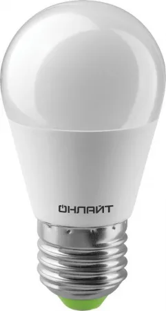 Лампа светодиодная 61 138 OLL-G45-6-230-6.5K-E27 6Вт шар 6500К холод. бел. E27 600лм 176-264В ОНЛАЙТ 61138