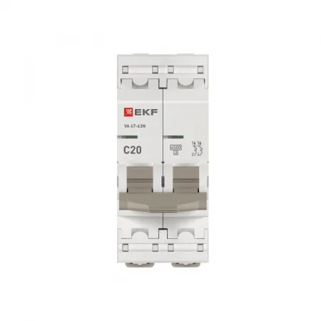 Выключатель автоматический 2п C 20А 4.5кА ВА 47-63N PROxima EKF M634220C