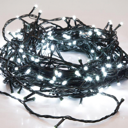 Гирлянда светодиодная "Твинкл Лайт" 20м 160LED бел. 8Вт 230В IP20 с контроллером 8 режимов провод темн. зел. ПВХ Neon-Night 303-115