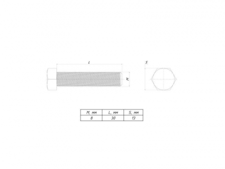 Болт с шестигранной головкой М8х30 EKF b6grm8x30