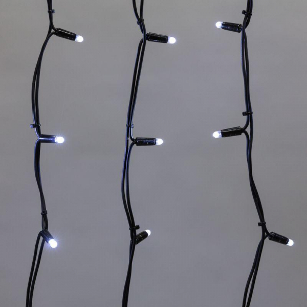 Гирлянда светодиодная "Айсикл" (бахрома) 5х0.7м 152LED бел. 12Вт IP67 провод черн. каучук Neon-Night 255-315