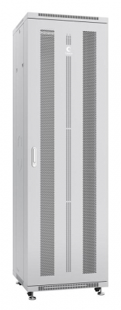 Шкаф монтажный телекоммуникационный напольн. ND-05C-42U60/80 19дюйм 42U 600х800х2055мм для распределит. и серверн. оборудования; передн. и задн. перфорир. двери ручка с замком RAL 7035 сер. Cabeus 7204c