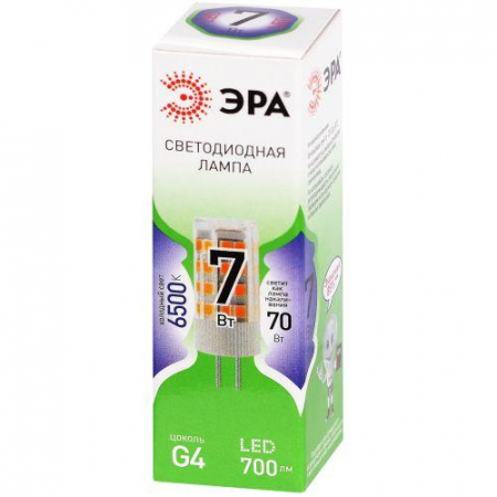 Лампа светодиодная GREEN LINE LED G4-JC-7W-865-12V GL G4 7Вт капсула 6500К холод. бел. Эра Б0067194