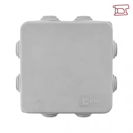 Коробка распределительная КМР-030-031 85х85х40 IP55 с крышкой для прямого монтажа 8 мембранных вводов сер. EKF plc-kmr-030-031