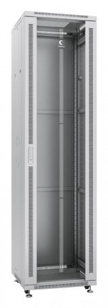 Шкаф монтажный телекоммуникационный напольный SH-05C-47U60/100 19дюйм для распред. и серверн. оборудования 47U 600х1000х2277мм передн. стеклян. и задн. сплошн. метал. двери ручка с замком сер. (RAL 7035) Cabeus 7160c