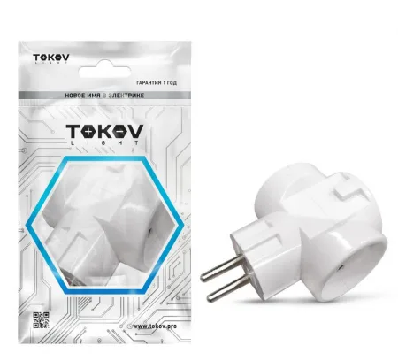 Разветвитель 3-м без заземл. 10А 250В IP20 ABS-пластик бел. TOKOV ELECTRIC TKL-S3C-C01