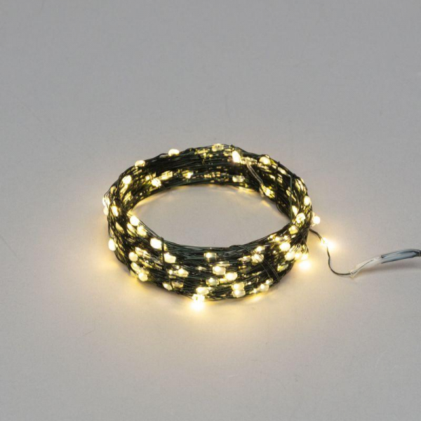 Гирлянда светодиодная "Роса" 20м 200LED тепл. бел. IP20 с контроллером провод зел. Neon-Night 303-266