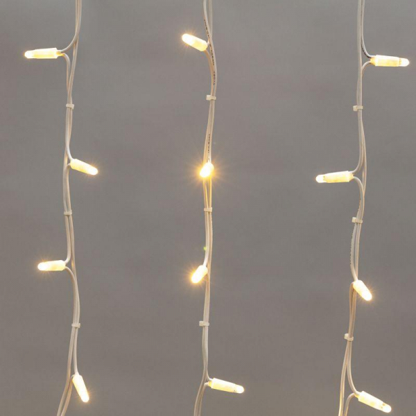 Гирлянда светодиодная "Айсикл" (бахрома) 4х0.6м 128LED тепл. бел. 10Вт 230В IP67 провод каучук бел. (нужен шнур питания 315-001) Neon-Night 255-206